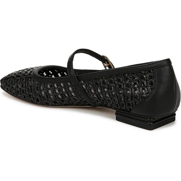 Franco Sarto Womens Black Open Weave Faux Leather Tinsley Mary Jane Ballet Flats - Picture 8 of 9